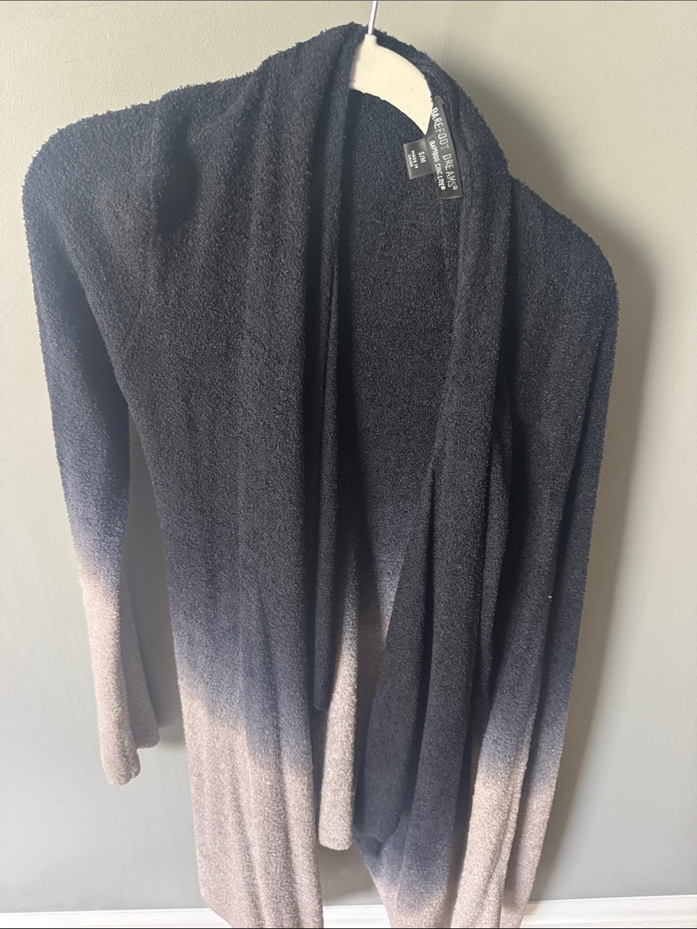 Barefoot Dreams Ombre Black to Cream Draped Open-Front Cardigan